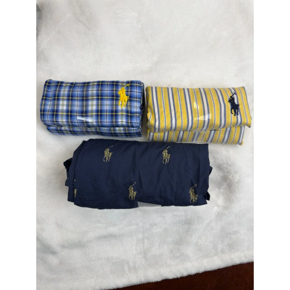 Polo Ralph Lauren Mens 3 Pack Classic Fit Woven Boxers Cotton Plaid Stripe Small